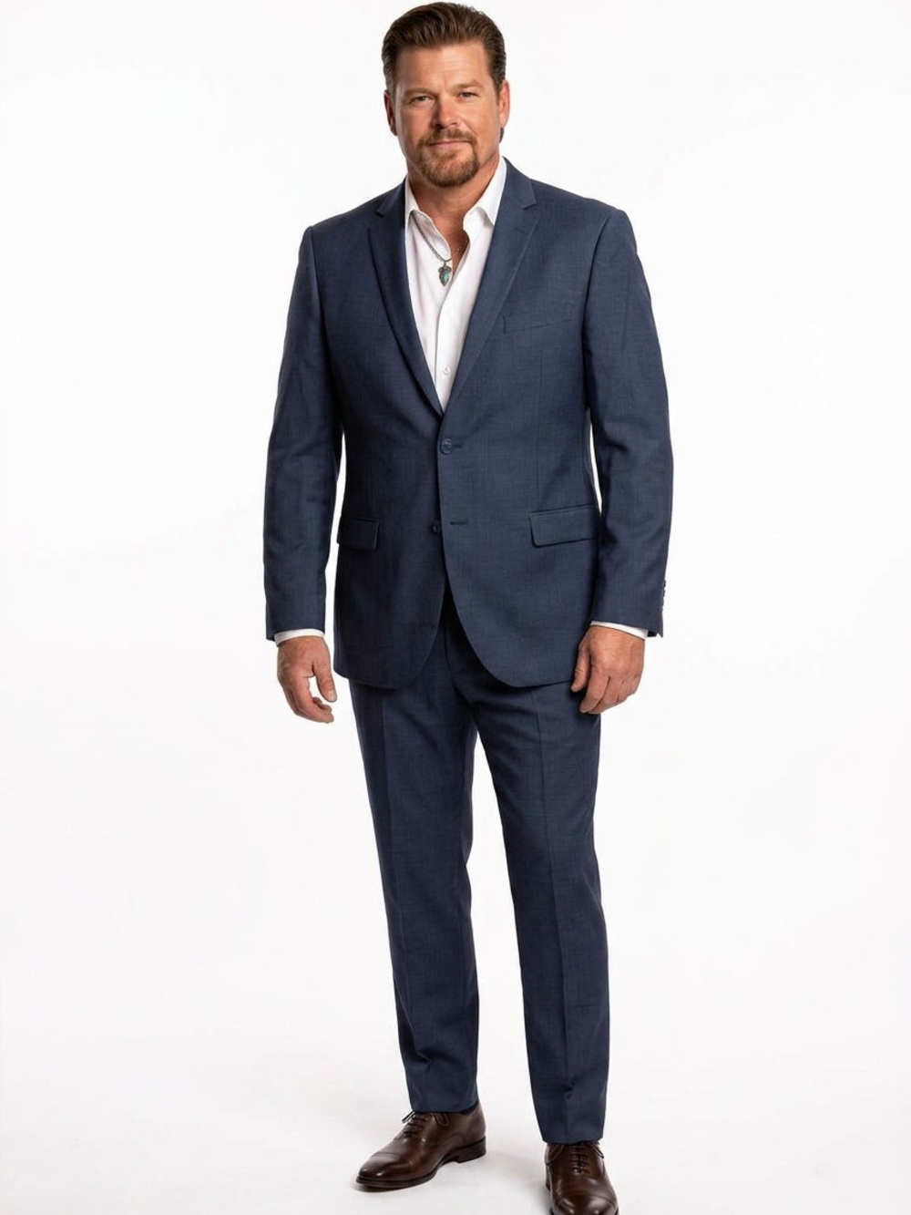 Bocaccio Uomo Men's Navy Two-Button Suit Blazer And Vest 44L